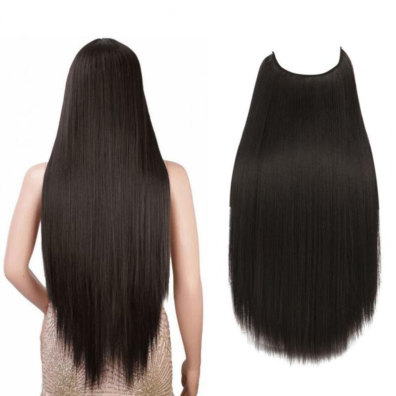 Bundel rambut lurus Salon 60cm, ekstensi rambut alami, serat palsu, tenun rambut lurus Yaki sintetis Super panjang hingga ujung