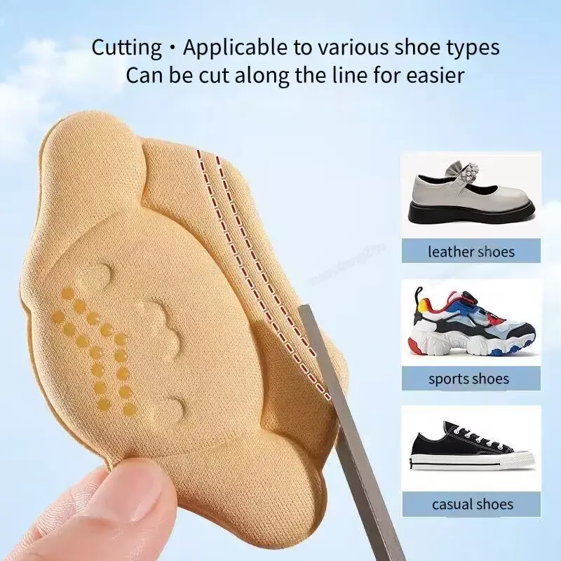 1 paio di adesivi per tacchi Comfort cuscinetti per scarpe Sneaker solette per bambini piedini antiscivolo protezioni per tallone bambino regolare le dimensioni inserti per la cura del cuscino