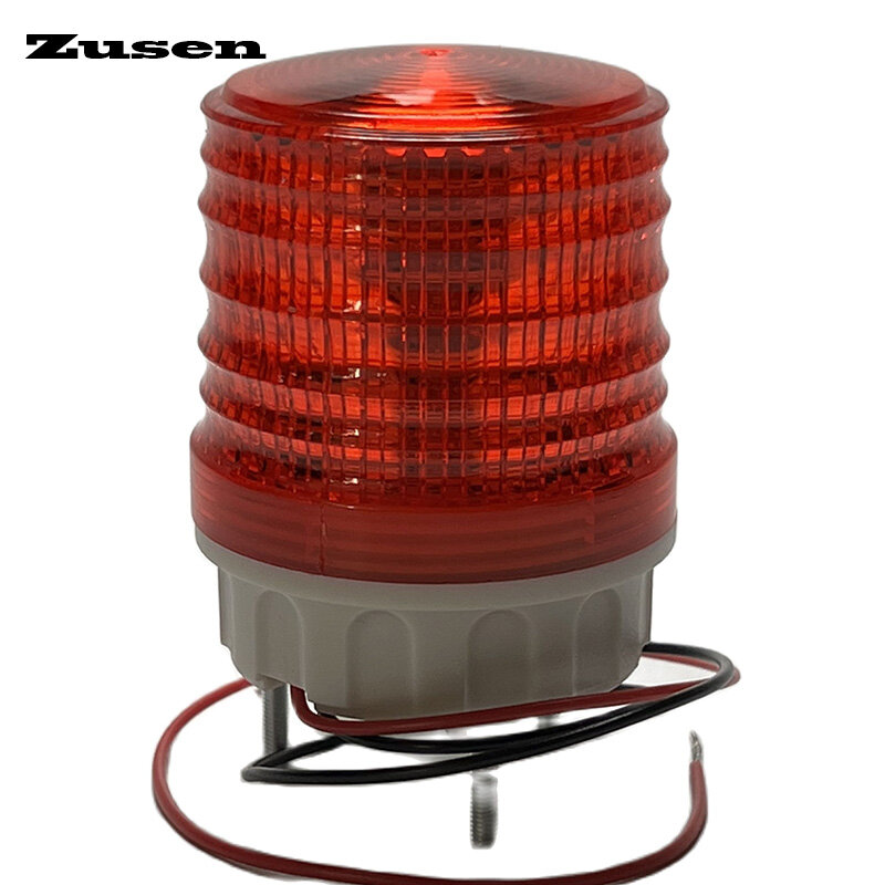 Zusen TB5051-R 적색 소형 신호등, 3 가지 모드 스위치 스트로브 플래시, 항상 켜짐 경고등, 12V, 24V, 110V, 220V