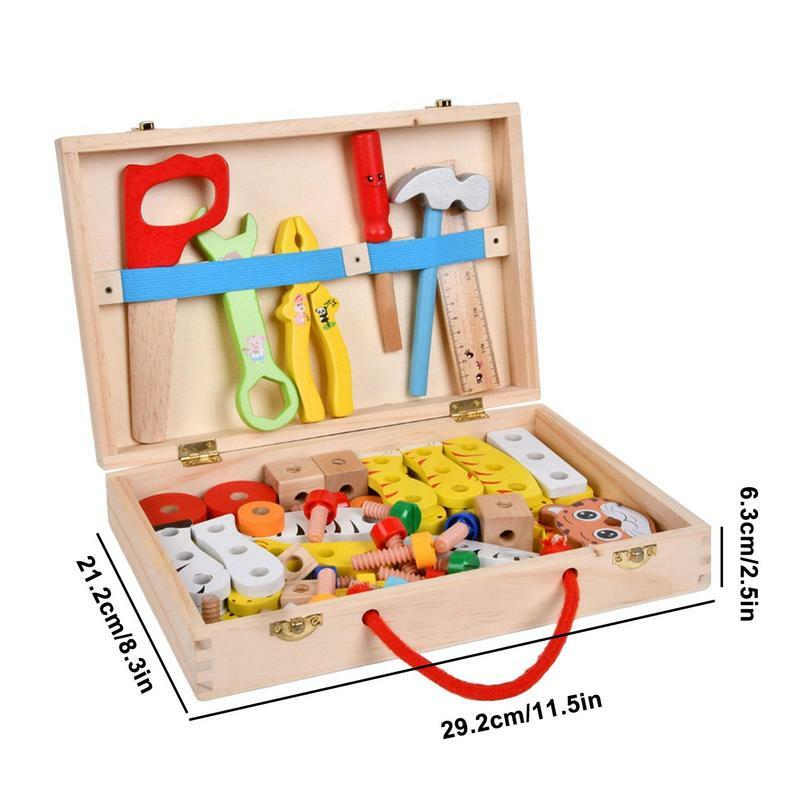عالية الجودة أداة خشبية مجموعة الوالدين والطفل التفاعلية التعليمية مونتيسوري التعلم التظاهر اللعب اللعب مع صندوق أدوات للأطفال