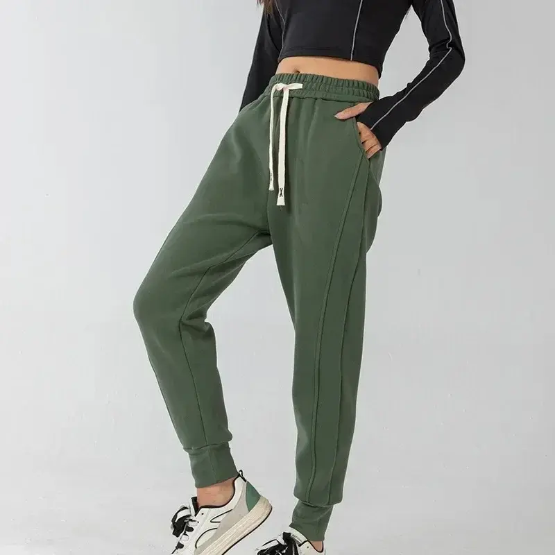 Calças de jogging soltas para mulheres, nova leggings na cintura, calça esportiva casual fina