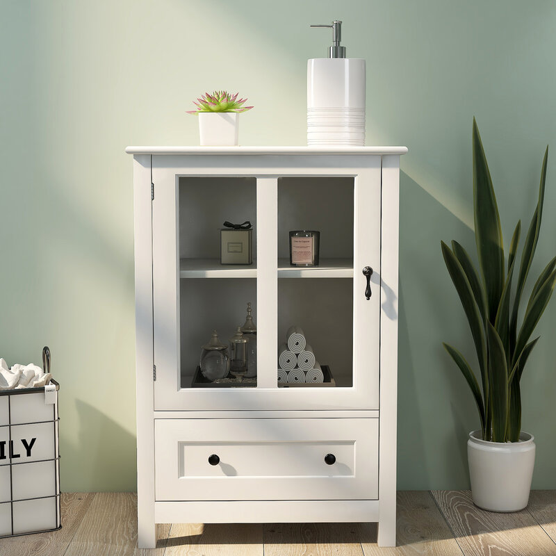 [Flash Sale]Buffet Storage Cabinet Side Cabinet with Double/Single Glass Door and Unique Bell Handle Ideal for Living Room Porch