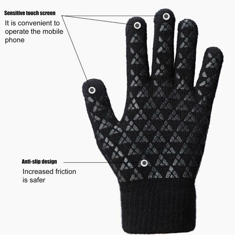 2023 new men Women warm gloves winter touch screen plus fleece gloves cold warm wool knitted gloves For Texting Freezer