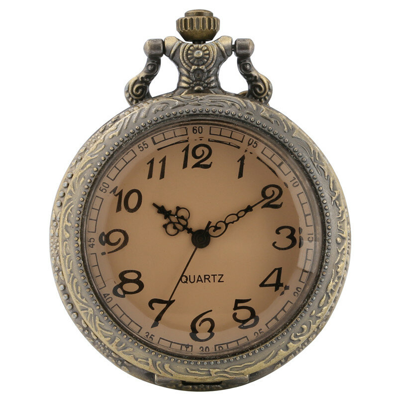 Карманные часы в стиле ретро, прозрачная крышка, арабские цифры, дисплей, кварцевые часы для мужчин и женщин, цепочка с подвеской, часы