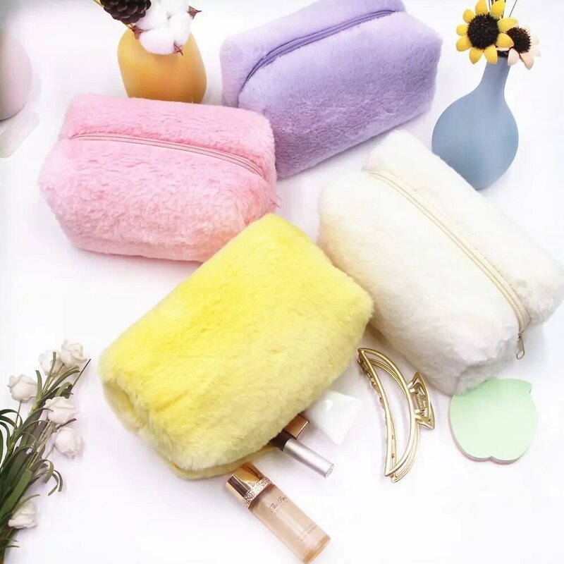 Color Warm Winter Beauty Storage Bag Handbags Zipper Make Up Brushes Cosmetic Bag Plush Makeup Bags Pencil Case Women's Pouch