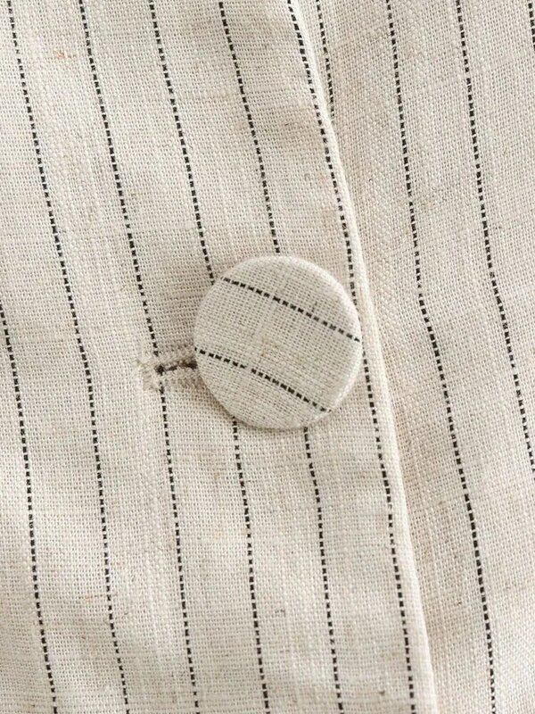 TRAF 2024 Vests For Women Linen And Cotton Stripes Vest Jacket Woman Waistcoat Streetwear New Women Outerwear ﻿