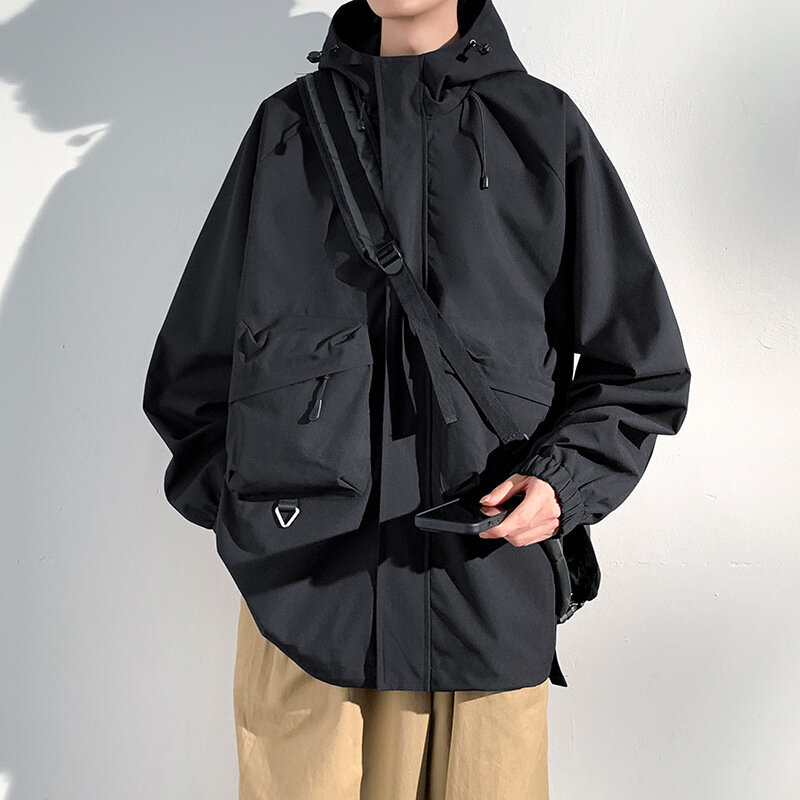 Мужская свободная облегающая куртка на молнии в американском стиле, новый модный брендовый повседневный спортивный комбинезон с капюшоном для улицы