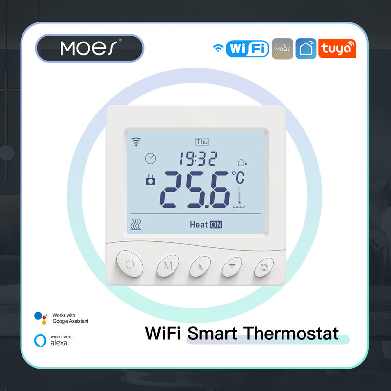 Moes Tuya เครื่องควบคุมอุณหภูมิอัจฉริยะ, ตัวควบคุมอุณหภูมิน้ำไฟฟ้าหม้อต้มก๊าซทำงานร่วมกับ Alexa Google Home
