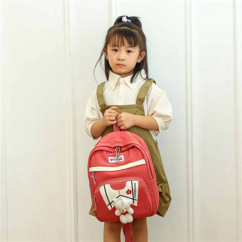 Tas punggung kapasitas tinggi, tas ransel kasual trendi beruang untuk sekolah berpergian anak-anak