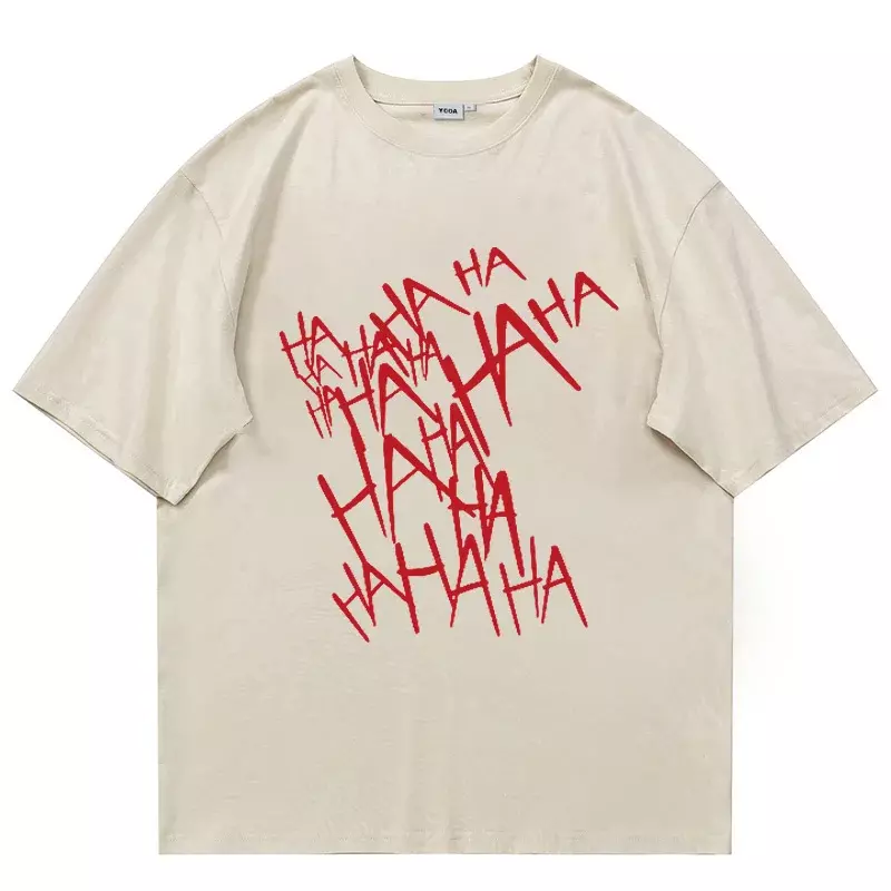 LOERSS-Camiseta con estampado de letras para hombre y mujer, Tops de media manga de gran tamaño, de algodón, de verano