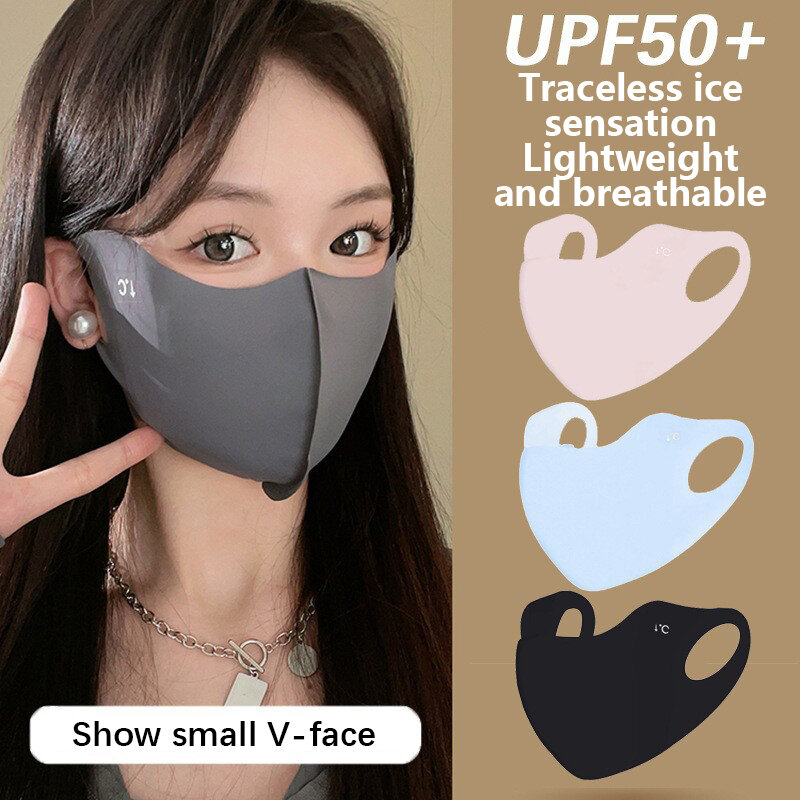 UPF50 + osłona na twarz anty-uv nadające się do prania maska do twarzy z kwasem hialuronowym do biegania na świeżym powietrzu, maska ochronna do jazdy na rowerze