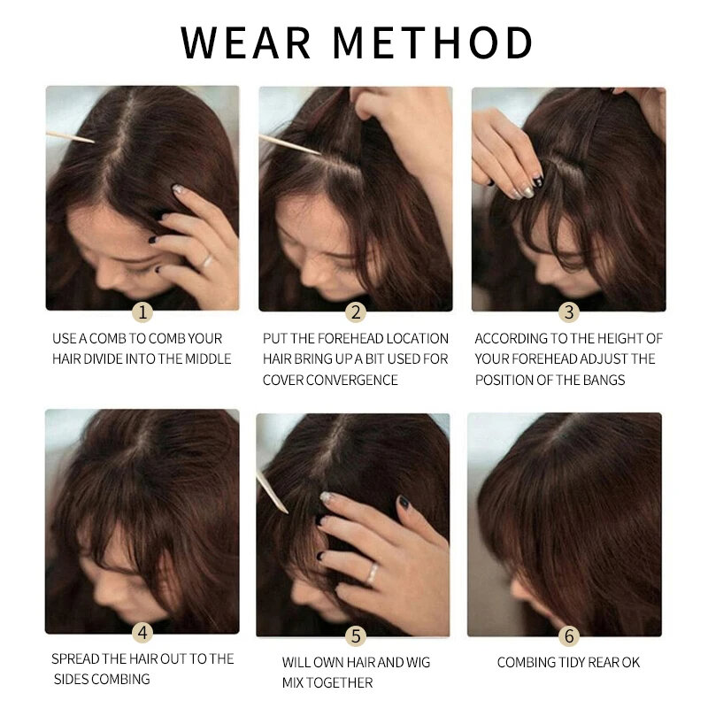 False Bangs Synthetic hair Bangs Hair Extension Fake French bangs wig clip on bangs Light Brown HighTemperature wigs