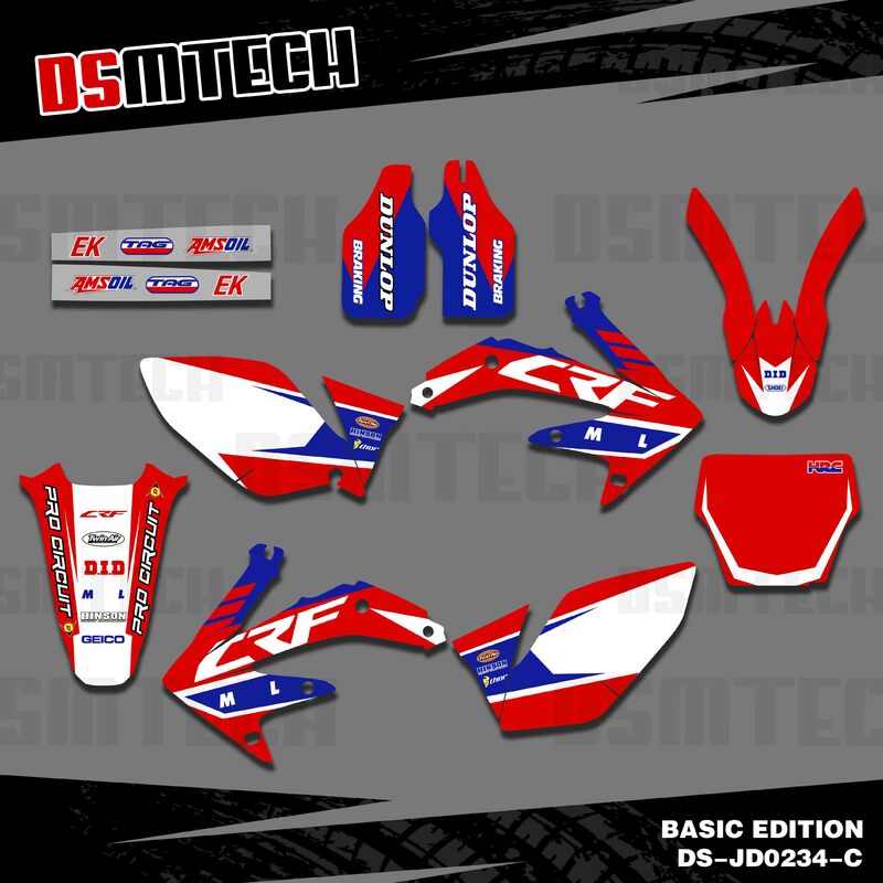 DSMTECH For Honda 450 CRF 2005-2008 TEAM GRAPHICS BACKGROUNDS DECALS STICKERS Kits For Honda CRF450R CRF450 2005 2006 2007 2008
