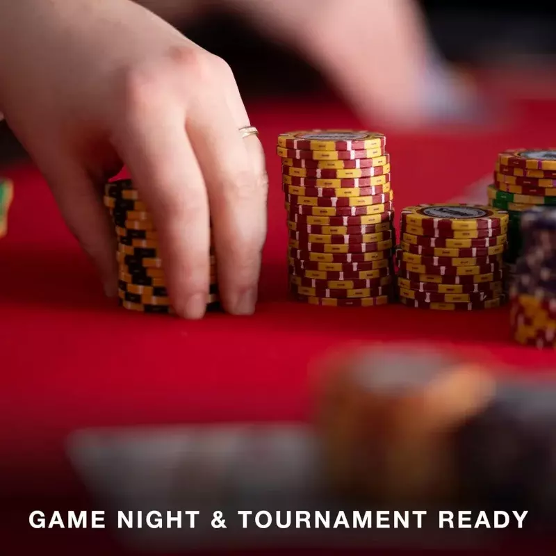 Brybelly 14 Gram 1000 liczy zestaw do gry w pokera-Monte Carlo - 14G gliniane kompozytowe chipy z aluminiowa obudowa, kartami do gry, przyciskiem dealera