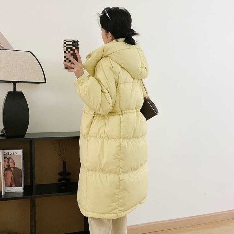 Chaqueta larga con capucha para mujer, Parkas gruesas y cálidas de Color sólido, abrigo de moda de talla grande, abrigo de invierno, novedad de 2023