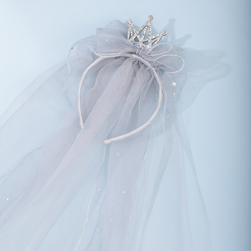Pink White Bridesmaid Veils Crown Hairband Wedding Children Stars One Layer Fingertip New Cheaper Girls Wedding Veil Accessories