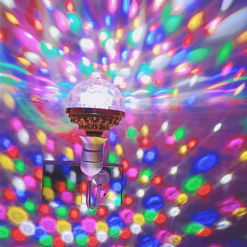 ディスコボール7色投影ランプE27 led回転ボール舞台照明効果パーティーディスコktvステージランプ効果プロジェクター