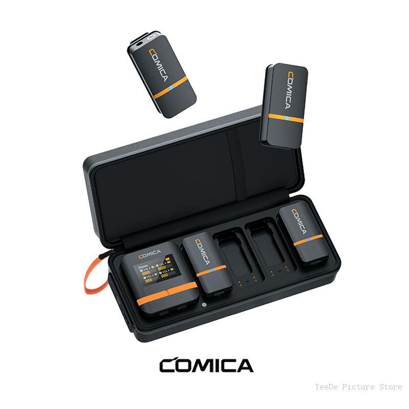 Comica-vimo qワイヤレスラベリアマイク,充電ケース付き,ノイズリダクション,オーディオ,ビデオ録画,電話カメラ