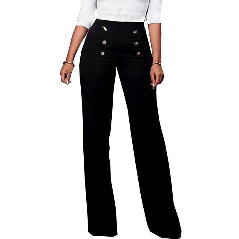 Pantalones Micro recortados de Color liso con botones para mujer, Primavera, nuevo