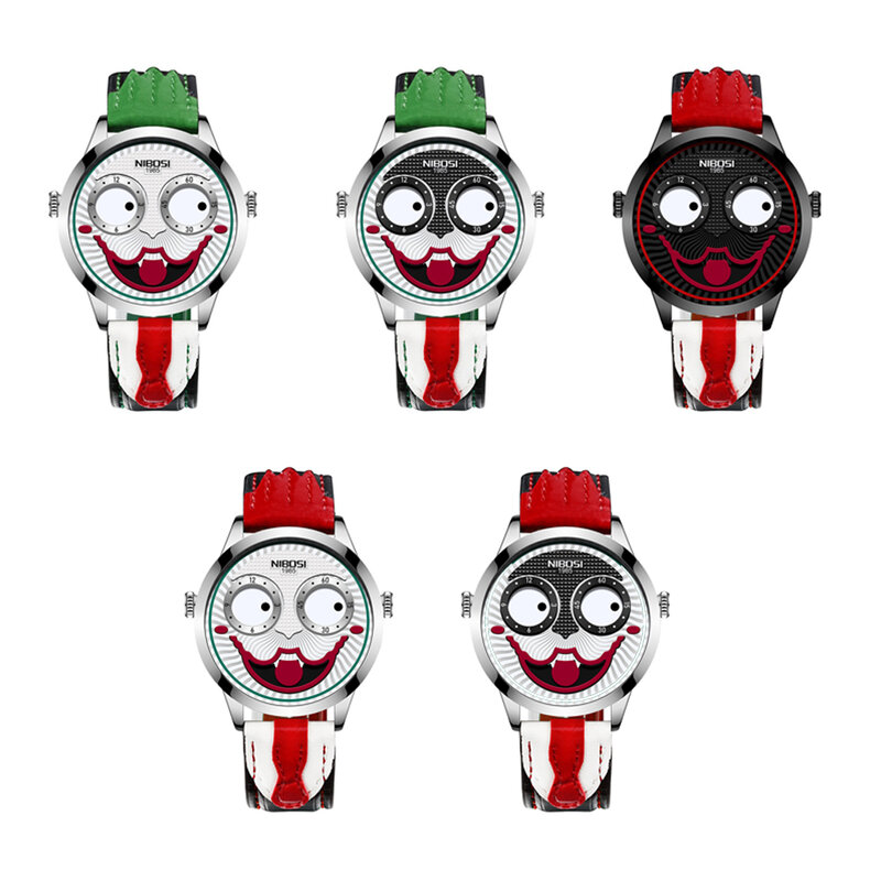 Jam tangan kuarsa Joker aplikasi lebar jam tangan kuarsa modis baja tahan karat konstruksi Joker