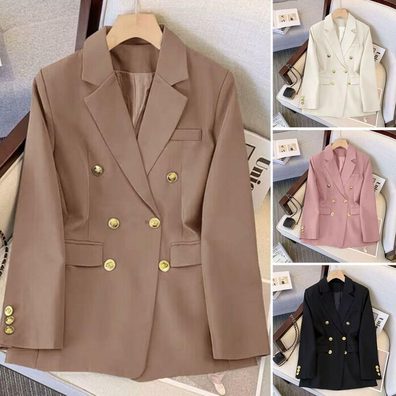 Giacca Casual da donna giacca doppiopetto versione coreana giacca da donna allentata di colore puro semplice top da donna da ufficio