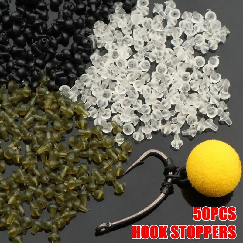 50pcs Carp Fishing Accessories Fishing Hook Stop Beads Bait Boilie Ring Swivel Stopper For Ronnie Hair Rig Rubber Fishing Tackle