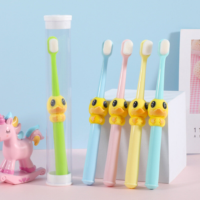 Cepillos de dientes de pato de dibujos animados para niños, cepillo de dientes Ultra suave para bebés, cuidado de limpieza bucal para niños, artículos para bebés de 2 a 6 años