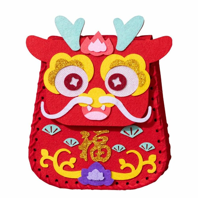 Handmade estilo chinês Lucky Bag, Pacote de Material DIY, Dragon Purse, materiais seguros, Crossbody Wallet, Snack Bag