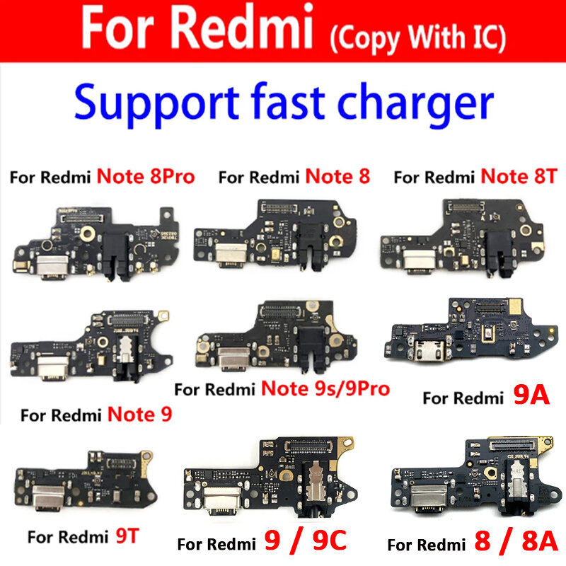 Porta USB Carregador Doca Conector, Placa de Carregamento, Micro Placa para Xiaomi Redmi K30, 4G, 5G, 9A, 9C, 8A, Nota 7, 8, 9 Pro, 8T, 9S, 9T, Novo