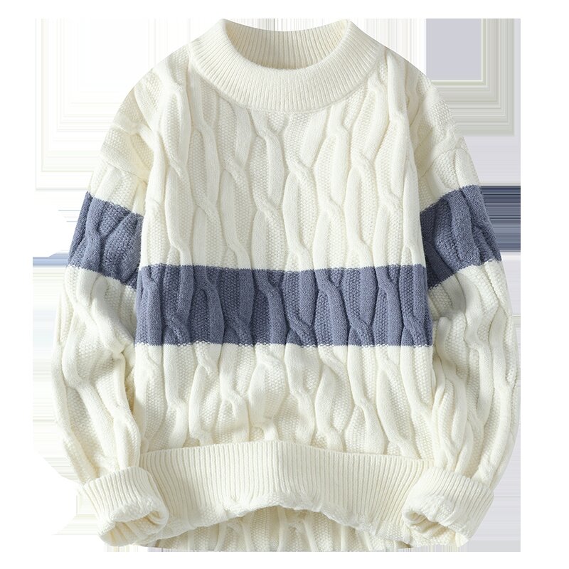 Jersey con patrón a juego de colores para hombre, suéter estampado de moda clásica, suéter cálido suelto informal, alta calidad