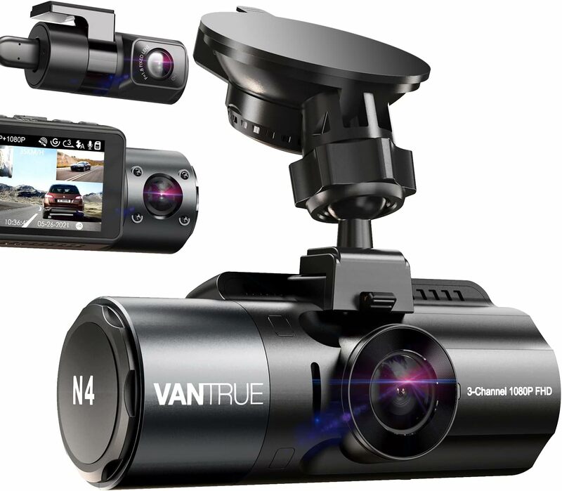 Vancreue N4กล้องติดรถยนต์3ช่อง4K + 1080P ด้านหน้าและด้านหลัง1440P + 1440P ด้านหน้าและด้านใน1440P + 1440P + 1080P สามทาง