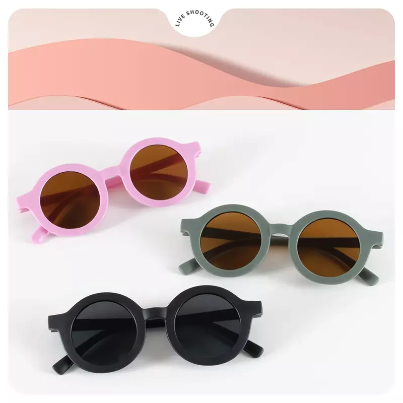 Children's Sunglasses Inset Style  Round Frame 1-7 Year Old Baby Sunglasses Sun Shading Sun Protection Photography Accessories