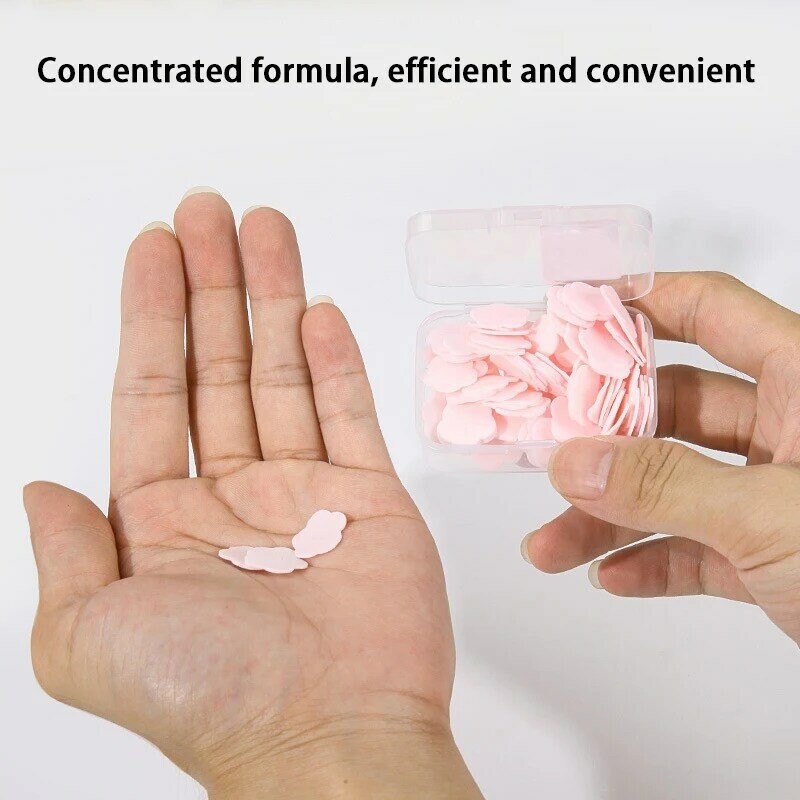 100pcs/box Portable Soap Paper Bath Hand Washing Disposable Soap Slice Mini Flower Travel Scented Petal Handwashing Soap