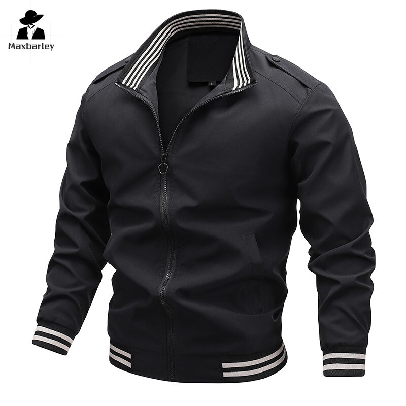 Мужская классическая Куртка-Авиатор, черная ветрозащитная мотоциклетная куртка, Повседневная Деловая приталенная куртка, осень 2024