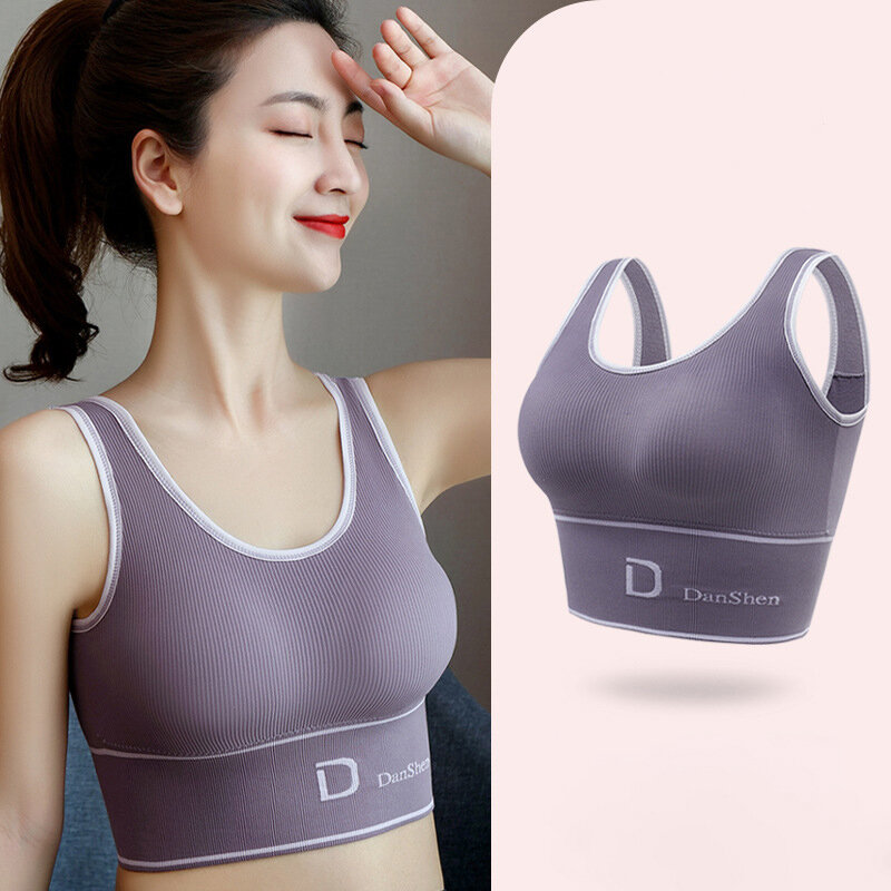 ventilate Sports vest women pull together no steel ring shock-proof bra top to wear a full matching U-back big chest small