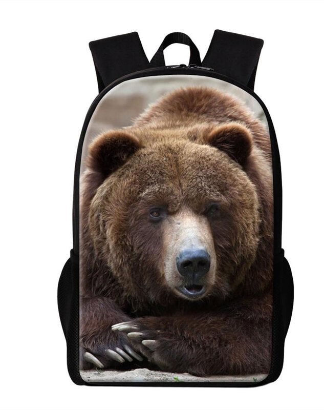 Mochilas multifuncionais de urso para crianças, mochilas escolares com padrão animal fofo, bolsas elegantes para meninas e meninos, na moda