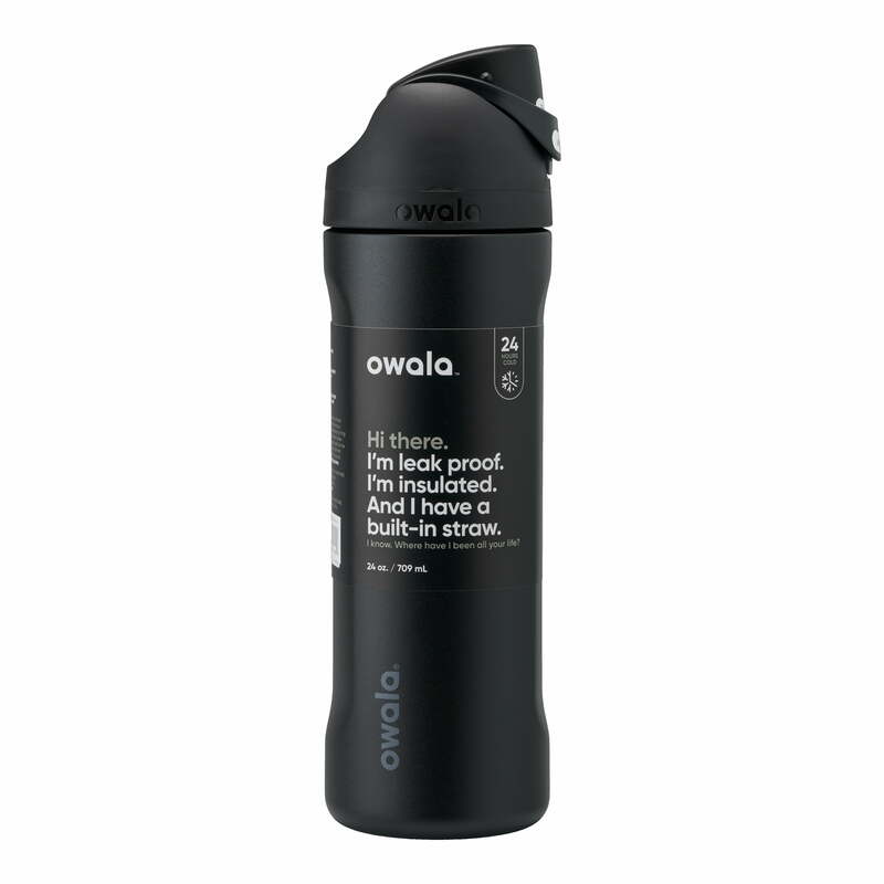 Owala FreeSip-botella de agua de acero inoxidable, 24oz, color negro