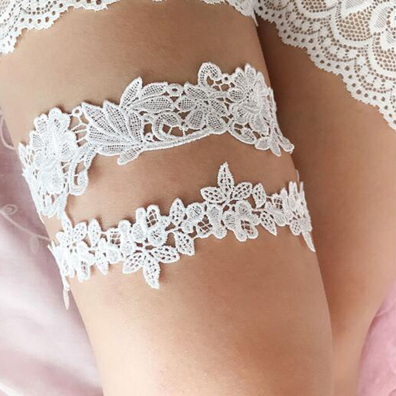 Lingerie Fashion seksi Garter pernikahan sabuk Cosplay pengantin aksesoris pesta ikatan simpul bunga renda elastis cincin kaki pengantin Garter kaki