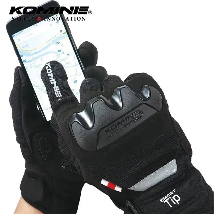 Men for Komine GK220 Motorcycle Gloves Black Racing Motorbike Road Race Glove 4 Season Moto Guante W