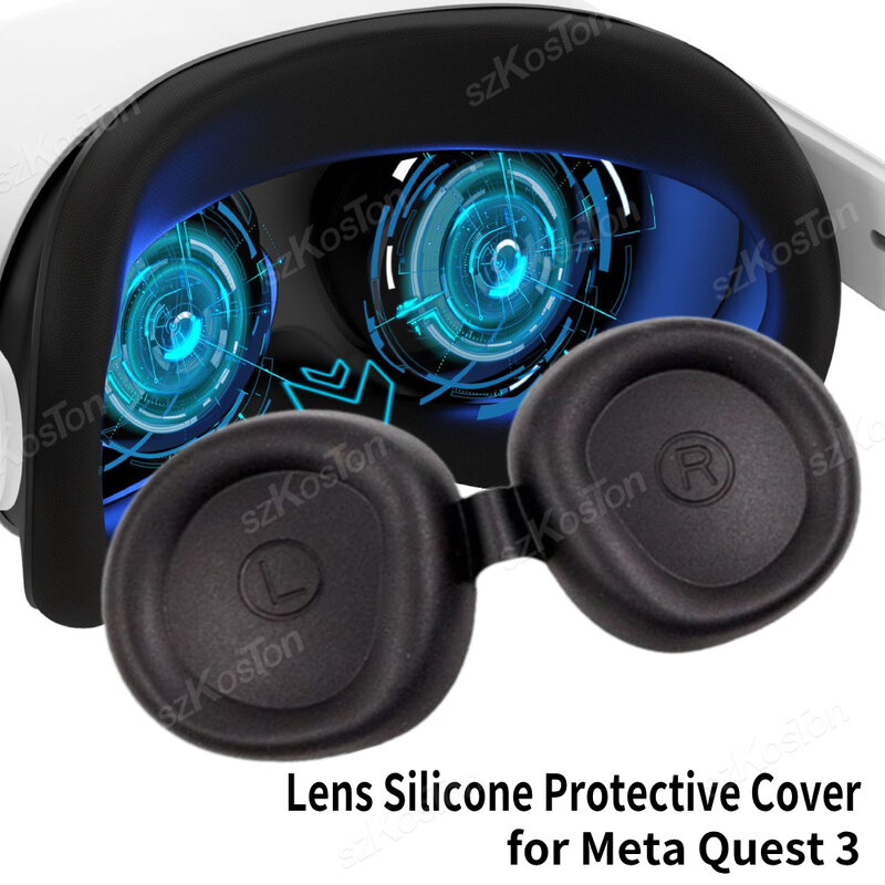 Cubierta protectora de silicona para lente de Meta Quest 3 VR, Protector de lente antiarañazos, tapa a prueba de polvo, accesorios para Meta Quest 3
