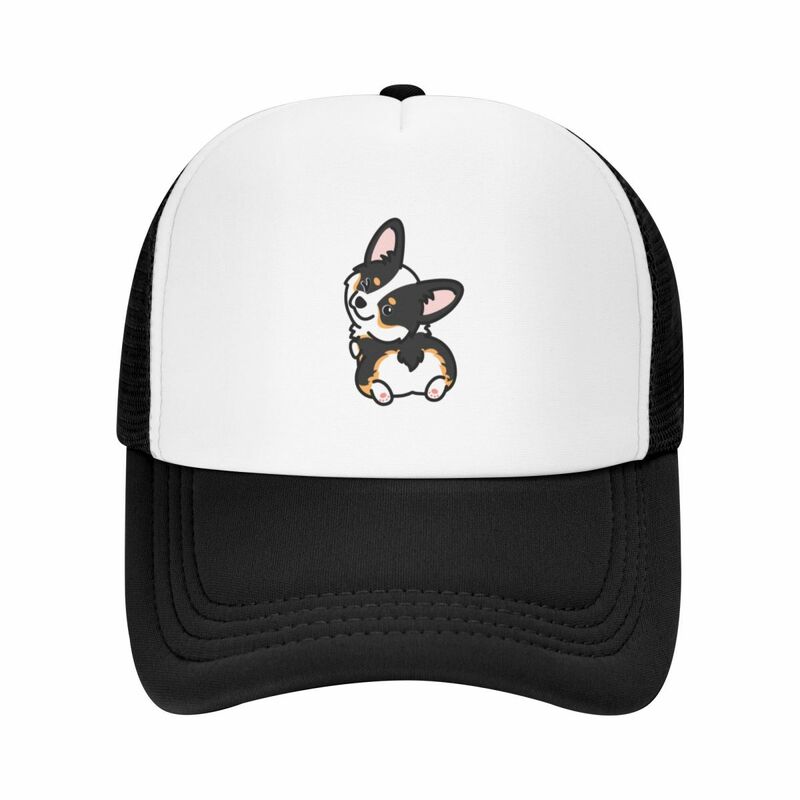 남녀공용 아이콘 모자, 블랙 삼색 코기 야구 모자, 서양 모자