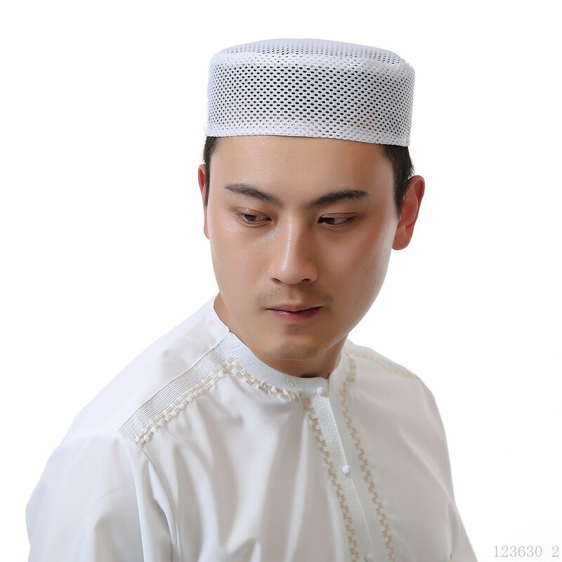 Ramadan Caps Summer Dubai Muslim Man Boubou Kippah Saudi Kufi Worship Hat Mesh Islamic for Men Prayer Dropshipping