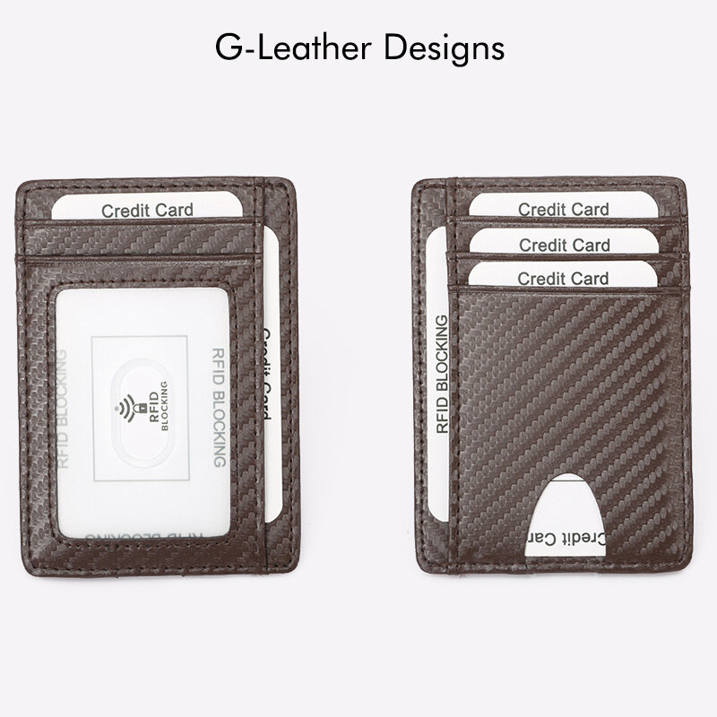 2023 New Fashion Carbon Fiber Pattern Leather Card Holder Men Credit Card Case ID Card Wallet With Transparent Window