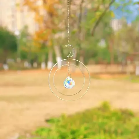 Moon Sun catcher Crystal Wind chime Pendant Rainbow catcher Chase Hanging Prism Stone Beads Home Window Windchimes Car Decoratio