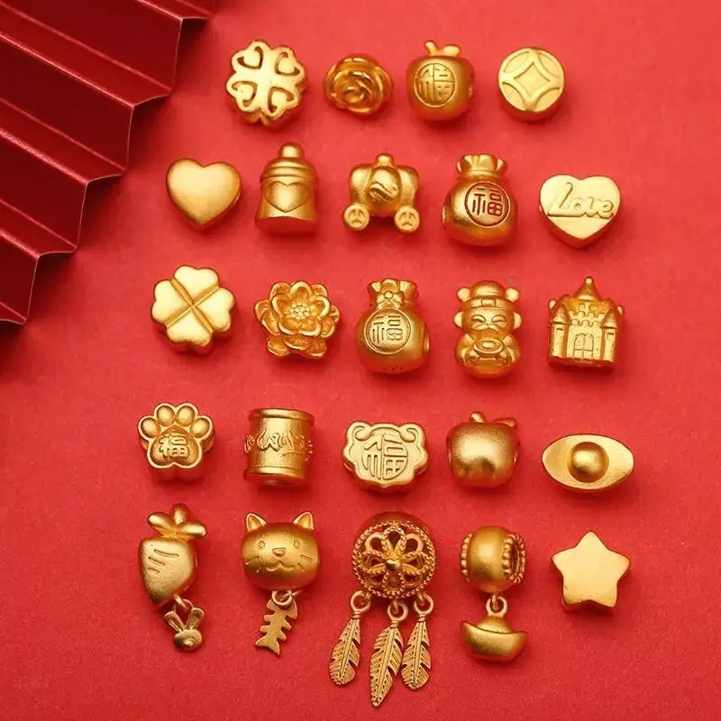 Sajin-accesorios pequeños para pulsera, collar, cuentas de la suerte, atrapasueños, bolsa de la suerte Ruyi, método antiguo, chapado en oro