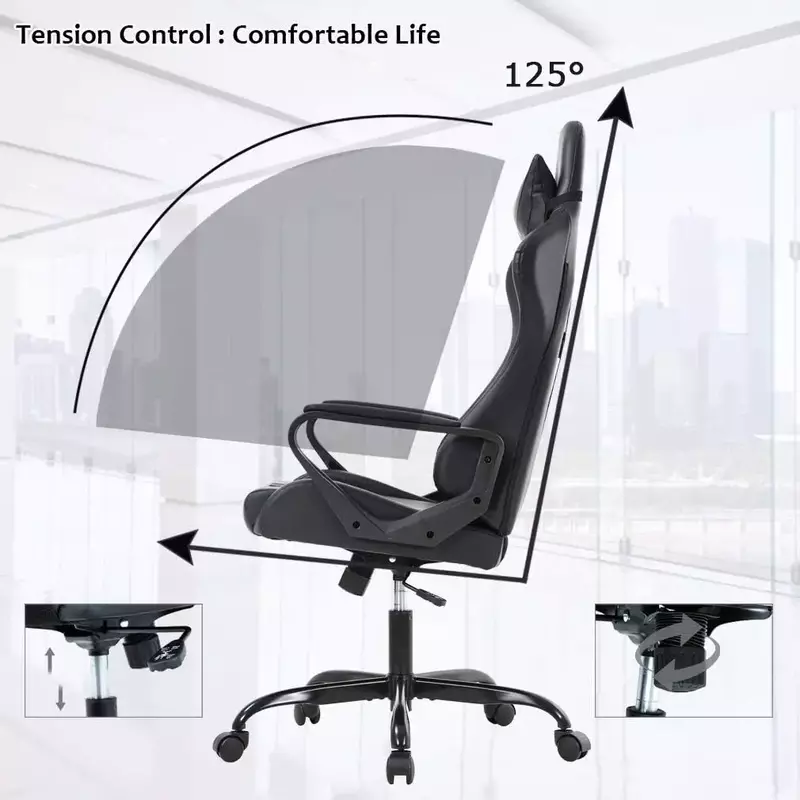 Ergonomic Racing Style Office Chair com apoio lombar, cadeira de mesa executiva, fezes ajustáveis, suporte giratório, cadeira de jogos