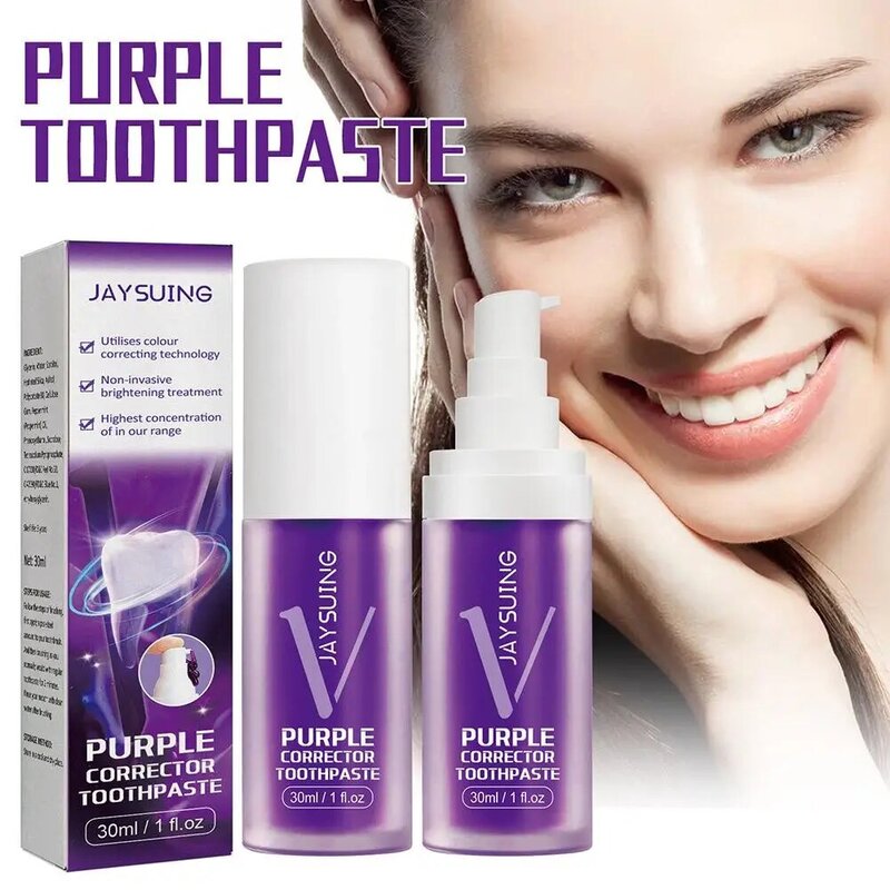V34ไวท์เทนนิ่งฟันยาสีฟันแก้ไขสีทำความสะอาดปากซ่อมแซมยาสีฟันลบสดใสเคลือบฟันดูแลคราบ P4Q4