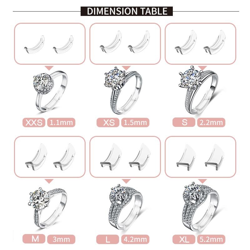 6 pasang ukuran cincin bening silikon tak terlihat ukuran cincin longgar pengurang ukuran cincin pas setiap cincin alat perhiasan perata