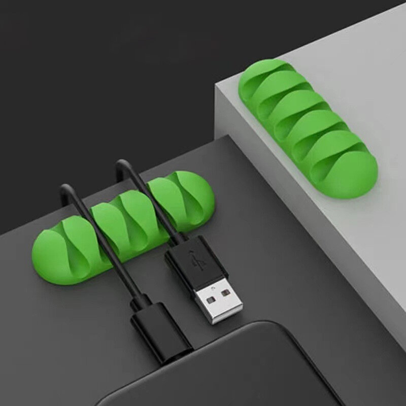 Organizador de cables USB de 5 agujeros, abrazadera de Cable, soporte para auriculares, Clip de silicona, línea de teléfono, gestión de escritorio
