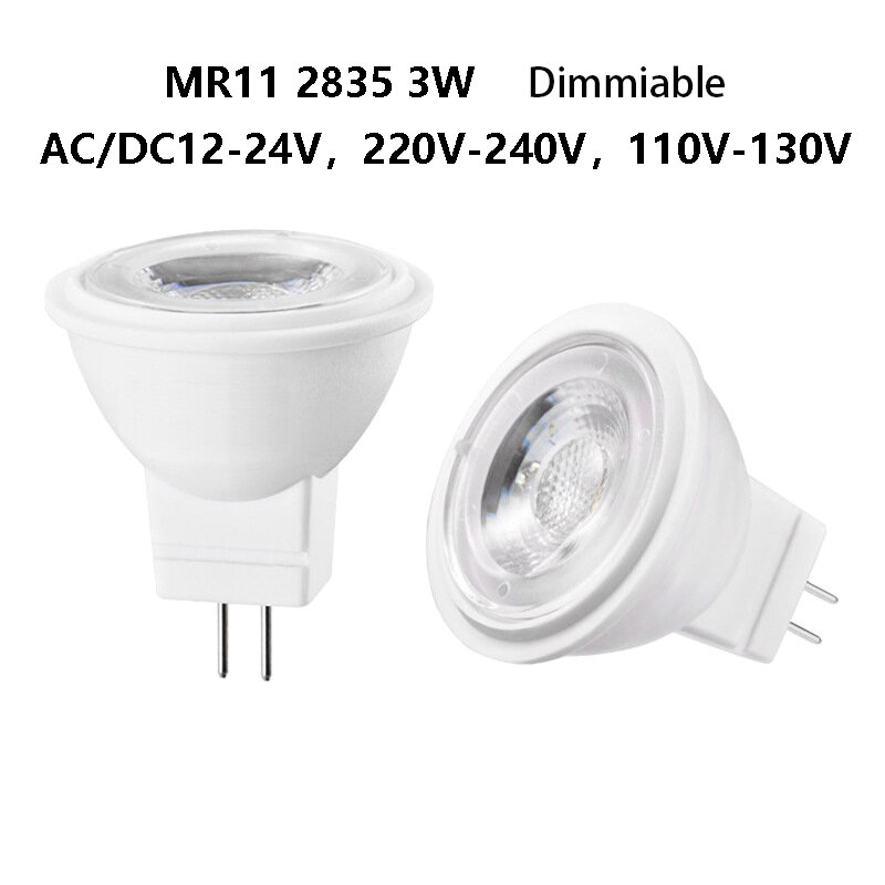 10X Dimmable Mini MR11 LED Spotlight Bulbs 3W GU4 2835 SMD 110V 220V 12V-24V Replace 30W Halogen Cold Warm Neutral White Lamps